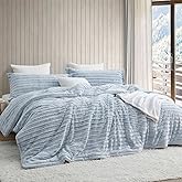 Byourbed Softer Than Soft - Coma Inducer&reg; Queen Oversized Comforter Set | Frosted Navy Stripe. Experience Coma Worthy Sleep with Cozy Plush Extra Large Bedding
