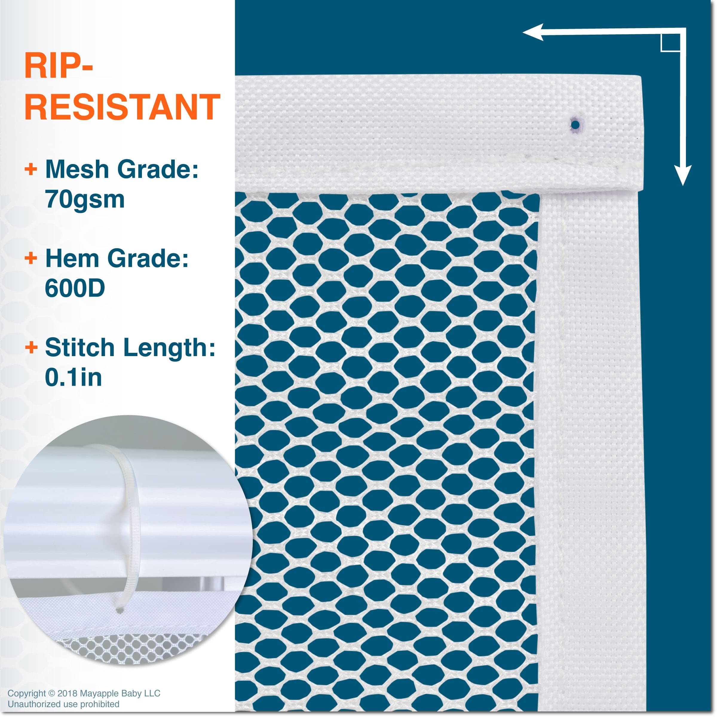 Roving Cove Stair Banister Guard 10ft x 3ft, Railing Safety Net for Baby Proofing, Child Safety Gate Cover, Balcony Mesh Netting, Pearl White