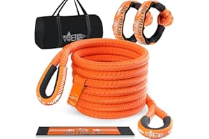 VOETIR 1-1/8'' x 30ft Kinetic Recovery Rope, 40980lbs Tow Strap Heavy Duty with 2 Soft Shackles, Offroad Recovery Kit Towing Strap for Trucks, Jeep, Vehicle, UTV, ATV, SUV