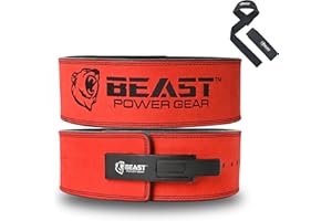 Beast Power Gear Weight Lifting Belt Lever Buckle 10MM 13MM Thick & 4 Inches Free Strap Weightlifting, Powerlifting, Deadlifts, Squats Men Women