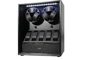 ORYX VISION Oryx Watch Winder for 4/6/9 Automatic Watches, Rotating Watch Box 5 Rotation Modes Display Case with Extra Watches Holders and Jewelry Storage, Lockable Winders LED Light USB/AC Powered Mabuchi Motor