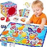 KMTJT Montessori Wooden Alphabet Mystery Box for 3 4 5 Year Olds - Tactile Sensory Educational Toys, Preschool Learning Letters & Phonics Game, Fine Motor Skills Gift for Boys Girls (26 Pcs)