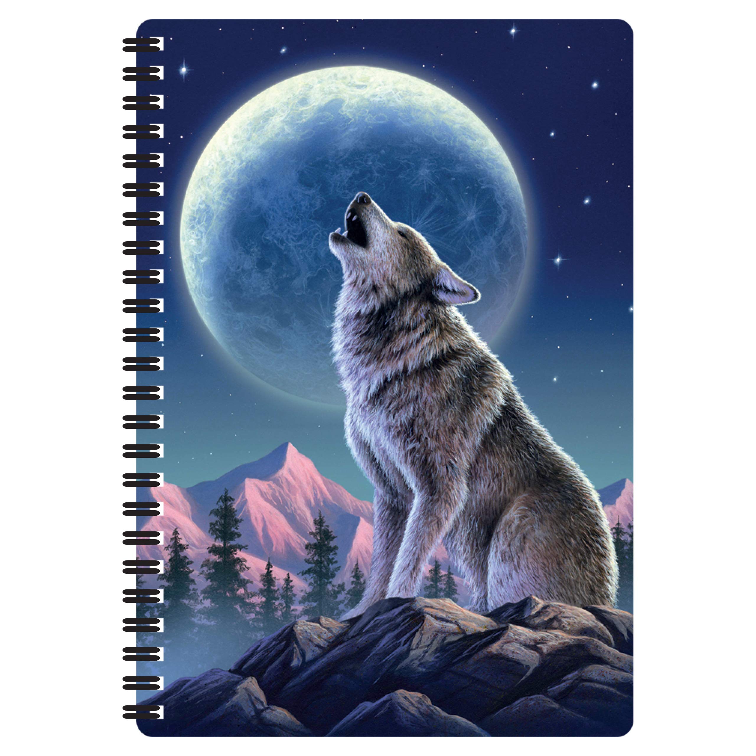 3D LiveLife A5 Notebook - Moonlight Sonata from Deluxebase. Spiral Bound Lined Notebook with 80 Recycled Pages, 3D Wolf Art Notebooks for Work, Gifts and School Supplies, (21 x 14.5 cm).