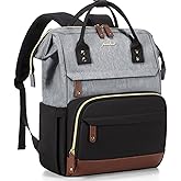 Laptop Backpack for Womem Work Bags: 18 Inch Travel BackPacks With USB Charging Port Anti Theft Durable Back Pack Fashion College BookBag Purse Bussiness Daypack for Nurse Teacher Black Grey Brown