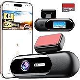 4K Dash Cam Front,Built-in 5G WiFi,64GB Card Included, Dash Camera for Cars, Mini 1.5" IPS Screen Dashcam with App Control,Super Night Vision, Loop Recording, G-Sensor, 24 Hours Parking Monitor