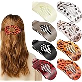 Obeoby 8 Pcs Flat Claw Clips for Women, Strong Hold French Flat Hair Clips for Thick Thin Hair Barrettes Accessories Round Large Medium (Tortoiseshell)