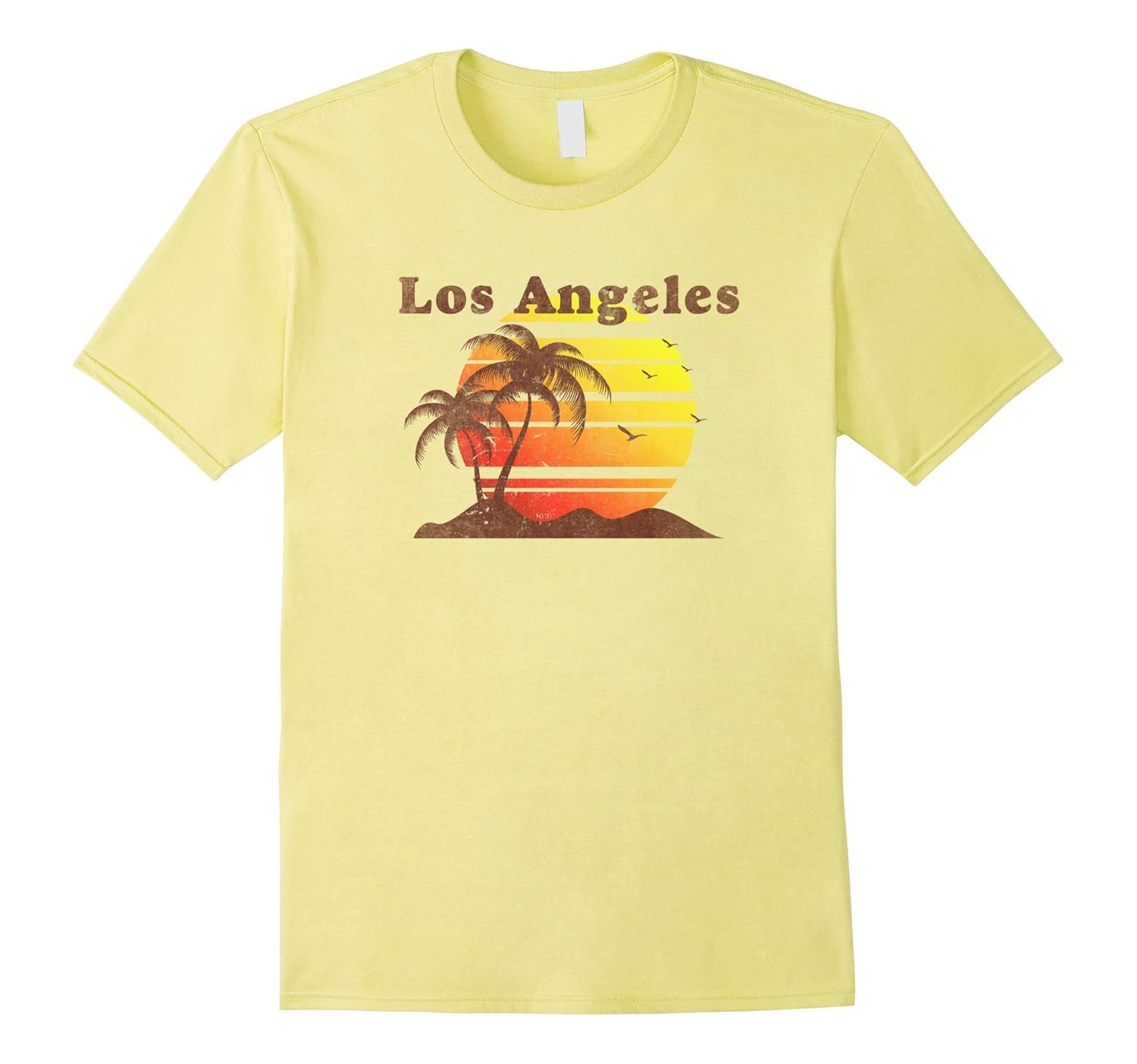Vintage Distressed Los Angeles TShirt Sunset Palm Trees4LVS