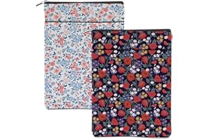 HANAMIYA NA 2 Pieces Book Sleeve Cute Flower Botanical Floral Book Accessories Washable Book Covers for Hardcover Reading Accessories for Book Lovers Book Club Gifts for Women Girls Sister Wife Librarian