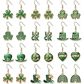 12/16 Pairs St. Patrick's Day Earrings for Women, Glitter Shamrock Earrings Irish Lucky Leaf Hat Boot Dangle Earrings, Irish Holiday Hook Earring St. Patrick's Day Accessory Gifts