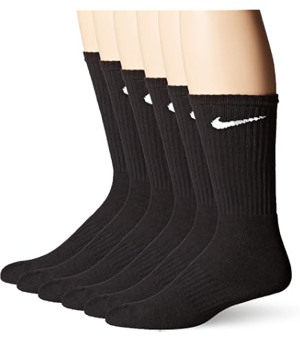 Amazon.com: NIKE Dri-FIT Cushion Crew Training Socks (6 Pair) White With  Traditional Black Swoosh Logo ADULT LARGE 8-12 UNISEX : Clothing, Shoes &  Jewelry