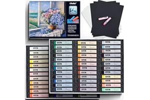 Ohuhu 72 Long Chalk Pastel Set: 72 Pastel Colors Chalk Markers For Adults 4 Fluorescent Colors With 6 Papers Included for Dra