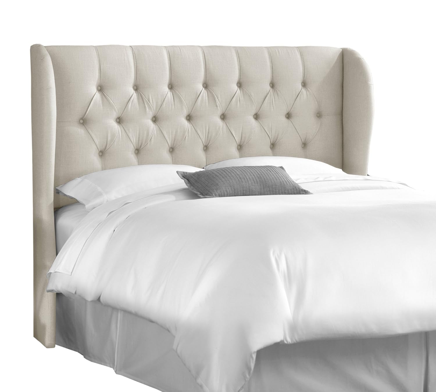 Skyline Furniture King Tufted Wingback Headboard in Linen