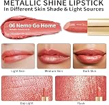 Oulac Metallic Shine Glitter Lipstick Orange High Impact Lipcolor 4.3 g view 3