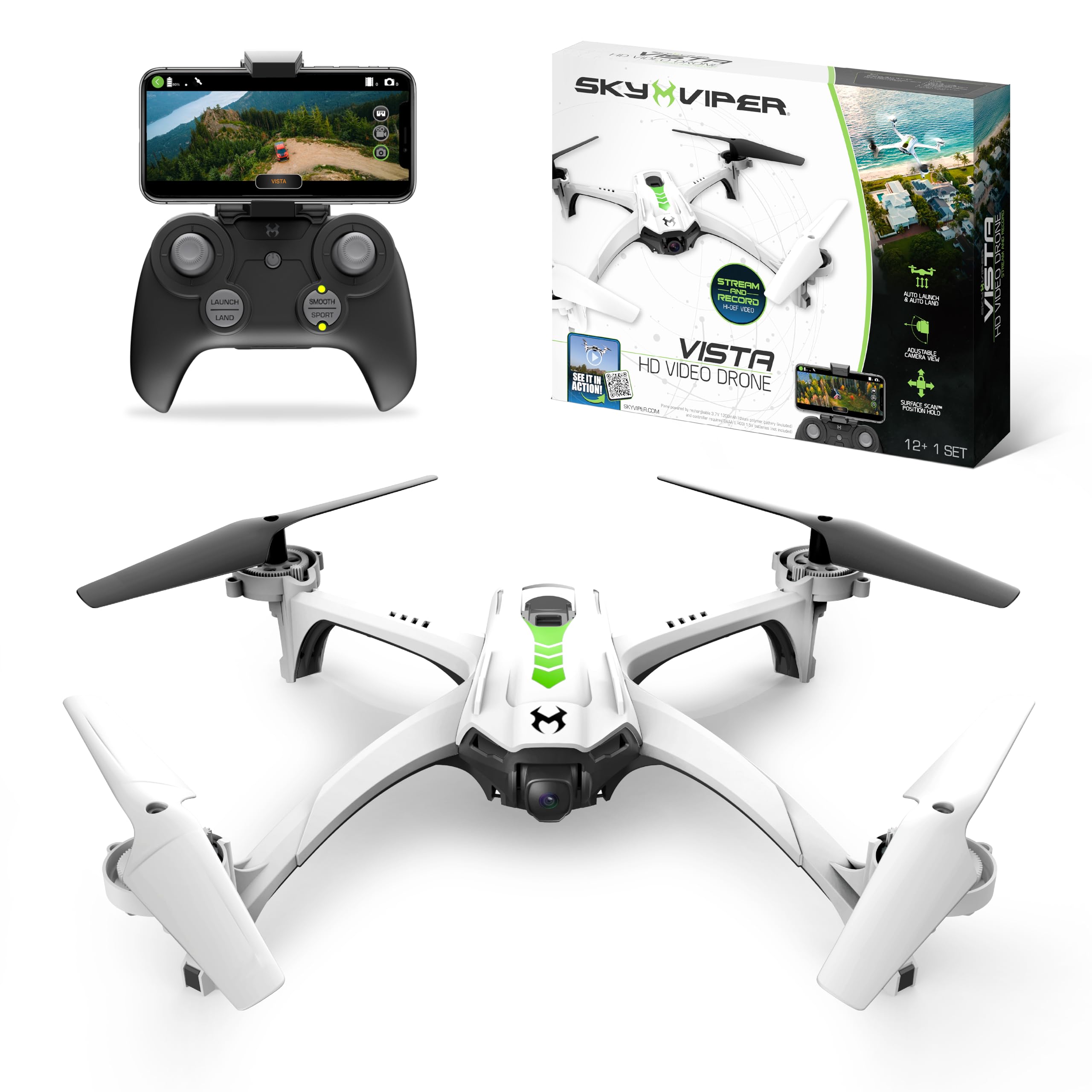 Photo 1 of Sky Viper Vista HD Video RC Drone, Stream and Record, Optical Flow, Rechargeable Battery
