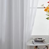Home Brilliant Voile Sheer Curtains 54x45 Set of 2 White Window Panels 45 Drop view 2