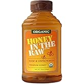Honey In The Raw, Organic Raw &amp; Unfiltered Honey, 14 oz Squeeze Bottle | Pure Raw &amp; Unfiltered Organic Honey, No Additives, Gluten and BPA Free, USDA Certified, for Coffee, Tea, Baking &amp; More