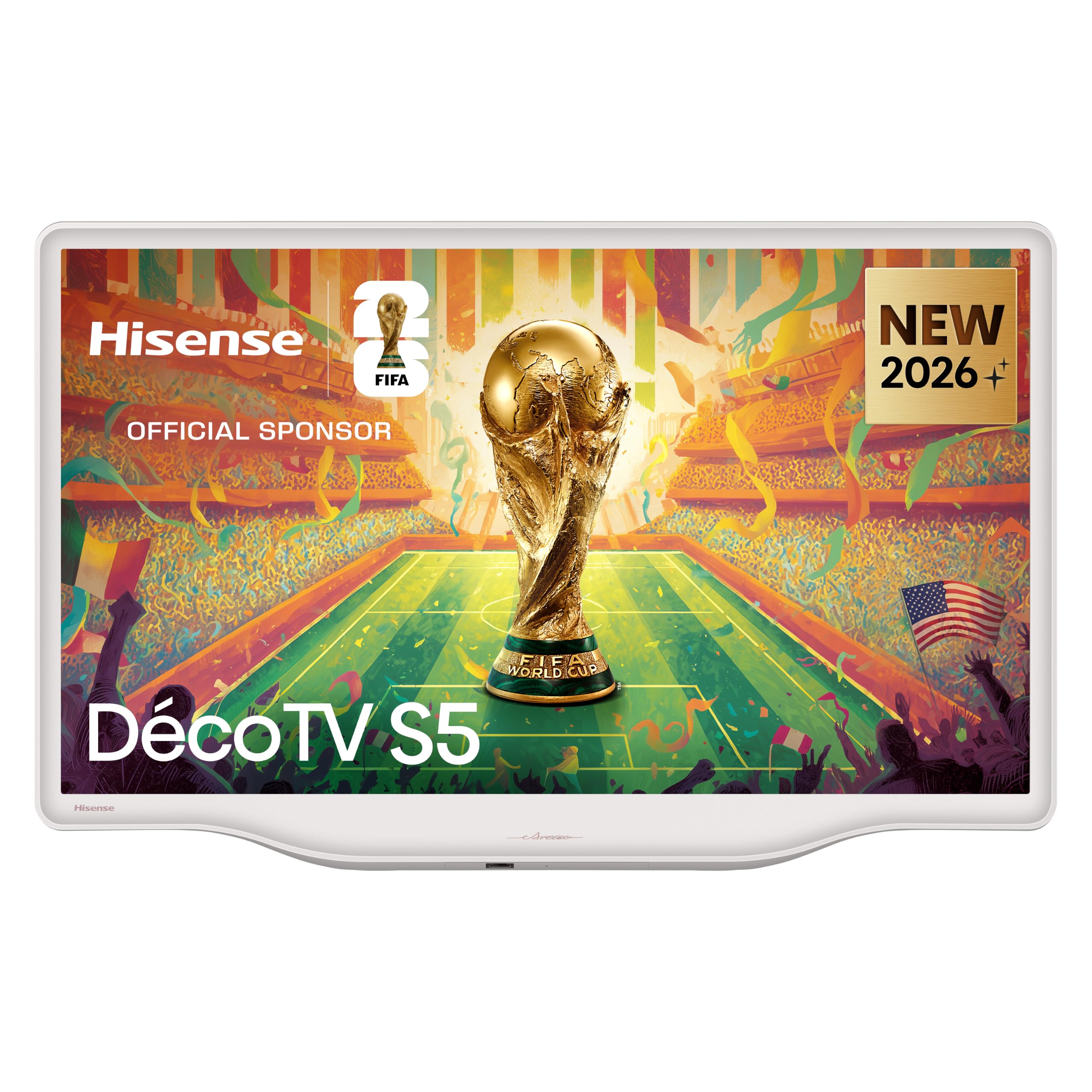 Hisense 43" Deco 43S5QTUK Hi-QLED Ultra HD AI Smart TV with Freely, Netflix, Disney+ and YouTube - Art-Inspired Design, Dolby Atmos, Gallery, Fluid Central Stand, 4K Upscaler