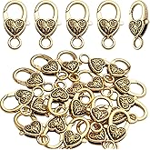 Aylifu Lobster Clasp,20Pcs Antique Gold Heart Shaped Lobster Claw Clasps Alloy Clasp Bracelet Fasteners for Jewelry Necklaces DIY Making Accessories