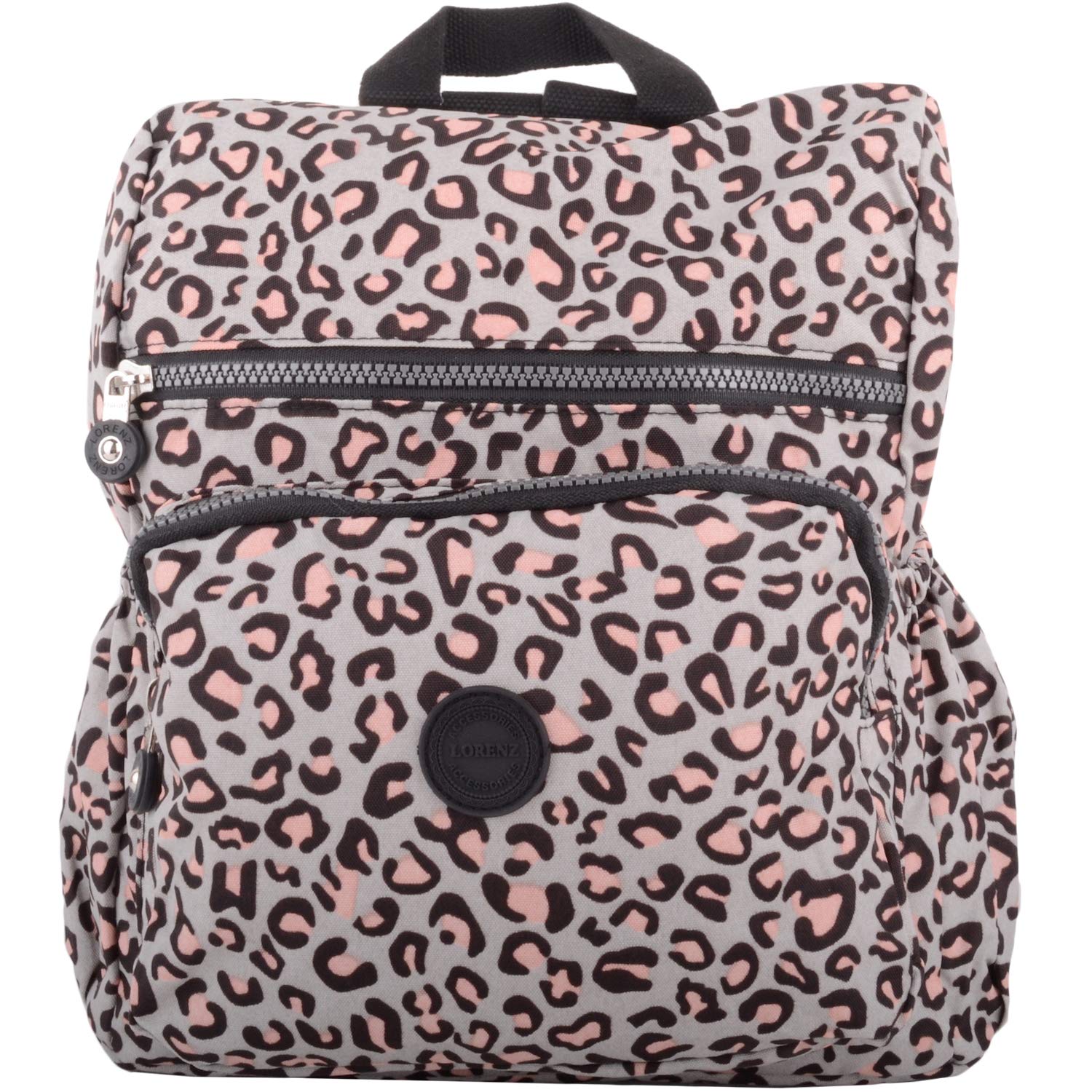 Valita Womens Animal Print Travel Work School Backpack/Rucksack - Grey/Pink