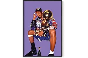 HAUS AND HUES Kobe Bryant Wall Art Kobe Art - Kobe Wall Art, Kobe Bryant Posters, Black Mamba Poster, Kobe Bryant Memorabilia, Basketball Poster Athlete with Trophy (Framed Black, 24x36)