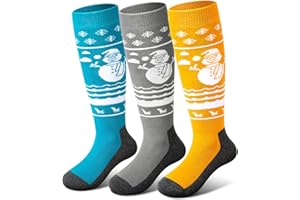 Pecube Kids Ski Socks 2/3 pairs Thermal Thick OTC Snow Socks for Boys Girls Toddler Skiing Snowboard Skating