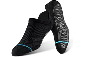 BRISIRA Bamboo Viscose Non Slip Pilates Socks Men Women No Show Grip Compression Thick Cushion Yoga Barre Grippy Ankle