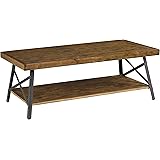 Emerald Home Chandler Rustic Industrial Solid Wood and Steel Coffee Table with Open Shelf