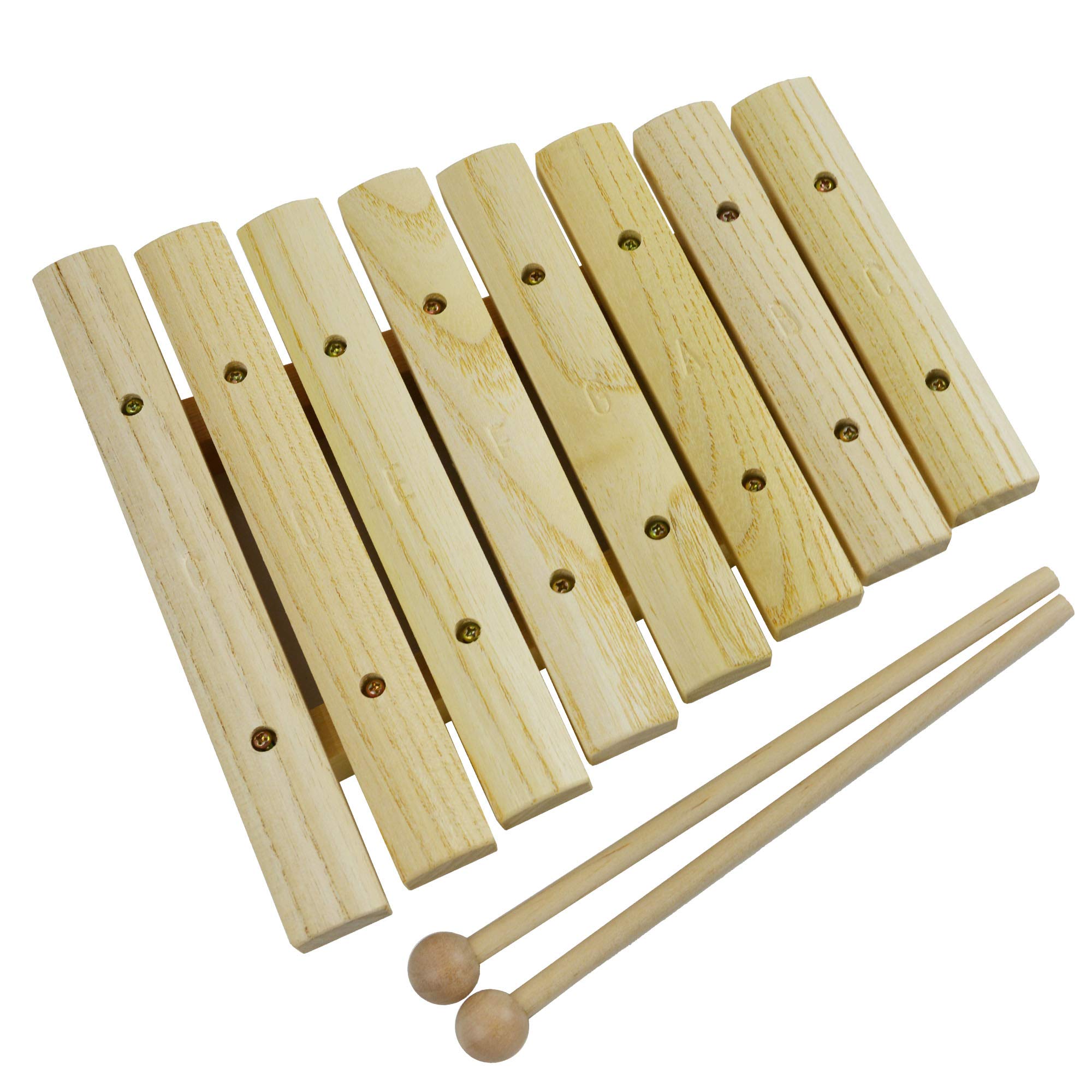 A-Star Wooden Xylophone, Children's Musical Instrument, 8 Notes with Pair of Wood Beaters