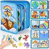 Esjay Busy Board Bible Busy Book for Toddlers, Montessori Toys 1 2 3 Year Old Toddler Baby, Noah's Ark Toy Baptism Birthday Gifts for Boys Girls, Learning Educational Activity Book for Travel Airplane