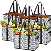 Foraineam Reusable Grocery Bags Set Durable Heavy Duty Tote Bag Collapsible Grocery Shopping Box Bag with Reinforced Bottom