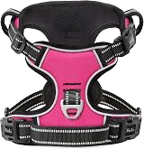 HEELE No Pull Dog Harness XL Reflective Front Back Leash Attachments Fuchsia