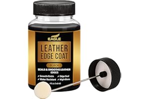 EAGLE Black Leather Edge Coat for Leather Edges with Built-in Applicator for Purses, Belts, Shoes, Couches – Flexible, Water-Resistant Finish – Edge Sealer & Restorer (4oz)