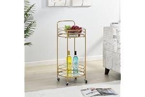 FirsTime & Co.® Gold Joliet Round Bar Cart, American Crafted, Gold, 16 x 16 x 33.5 ,