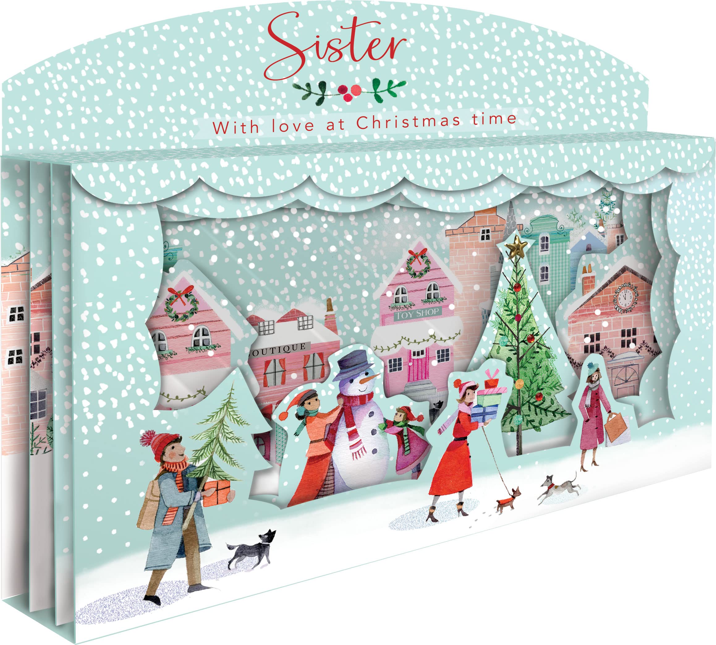 Wonderful Sister Spectacular 3D Street Scene Christmas Card Freestanding Cards XSPT006