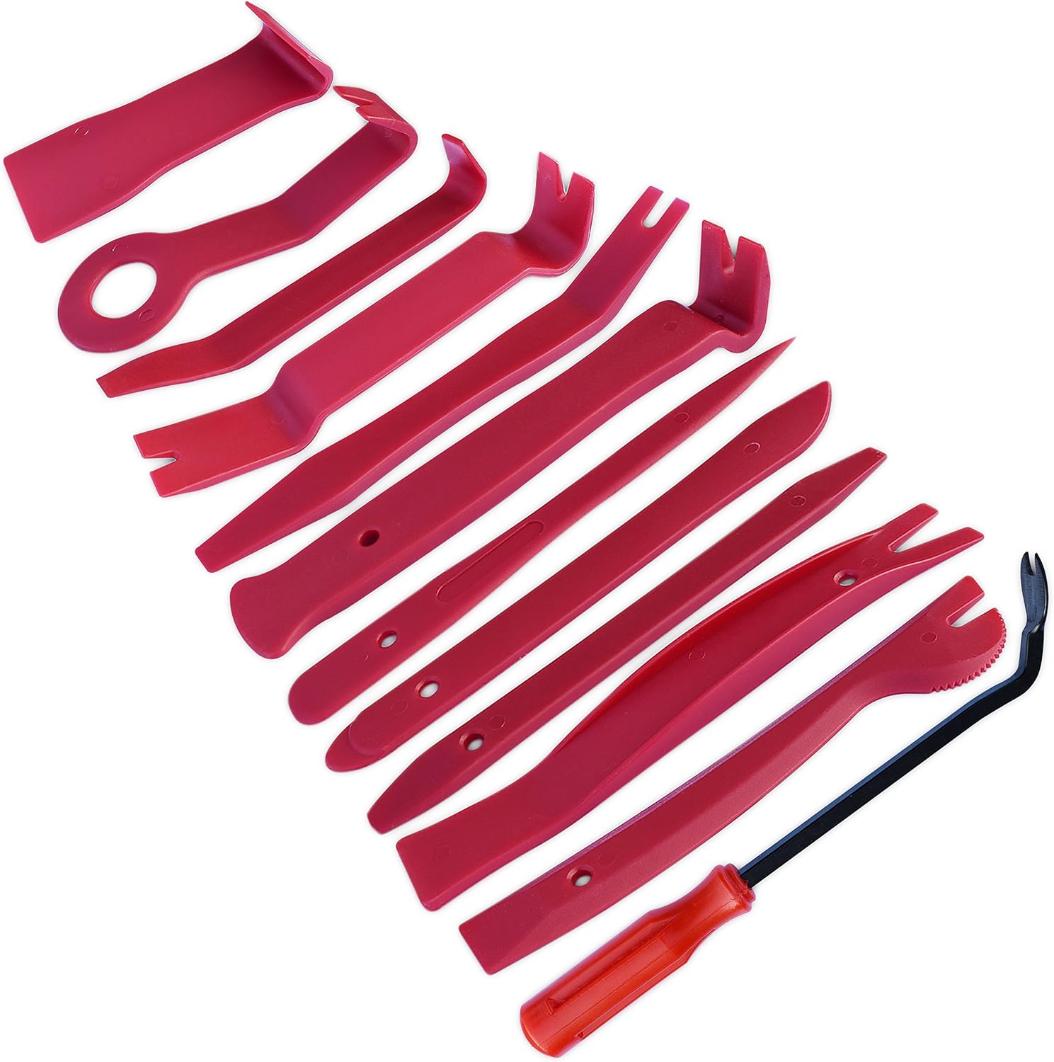 homEdge Auto Trim Removal Kits of 12 Pcs, Tool Kits for Car Radio Installation, Upholstery Removal Kit Pry Bar Scraper Set-Red