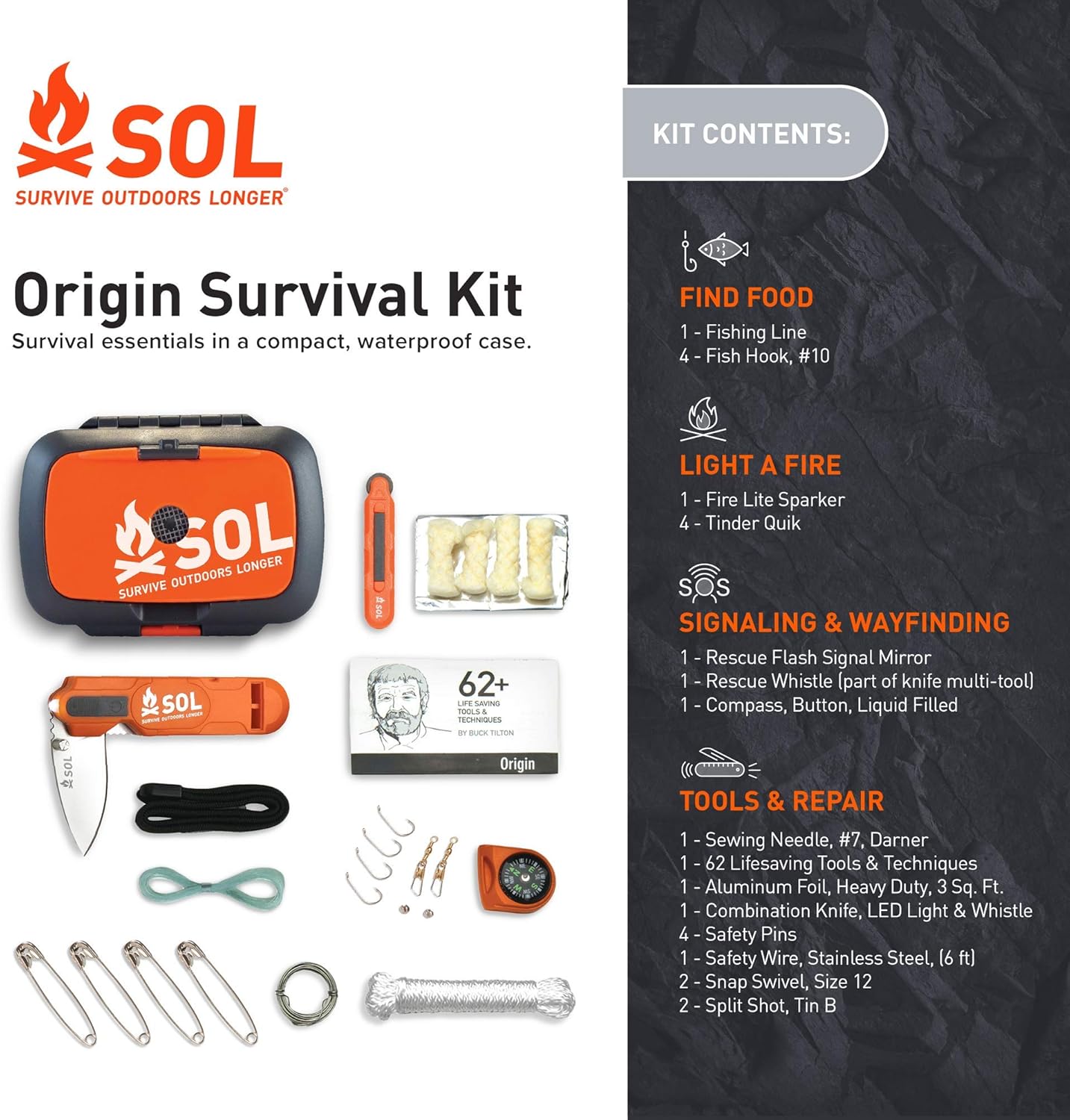S.O.L. Origin Waterproof Survival Tool Kit : Sports First Aid Kits : Sports & Outdoors