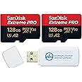 SanDisk Extreme PRO (UHS-1 U3 / V30) A2 128GB MicroSD Memory Card (2 Pack) for GoPro Hero9 Camera (Hero 9 Black) SDSQXCY-128G-GN6MA Bundle with (1) Everything But Stromboli SD & Micro SDXC Card Reader