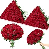 Ovveroche 80 Pcs Roses Artificial Flowers, Silk Crimson Burgundy Artificial Flowers Petals Long Stem Roses for Wedding Bouquet Home Party Decor