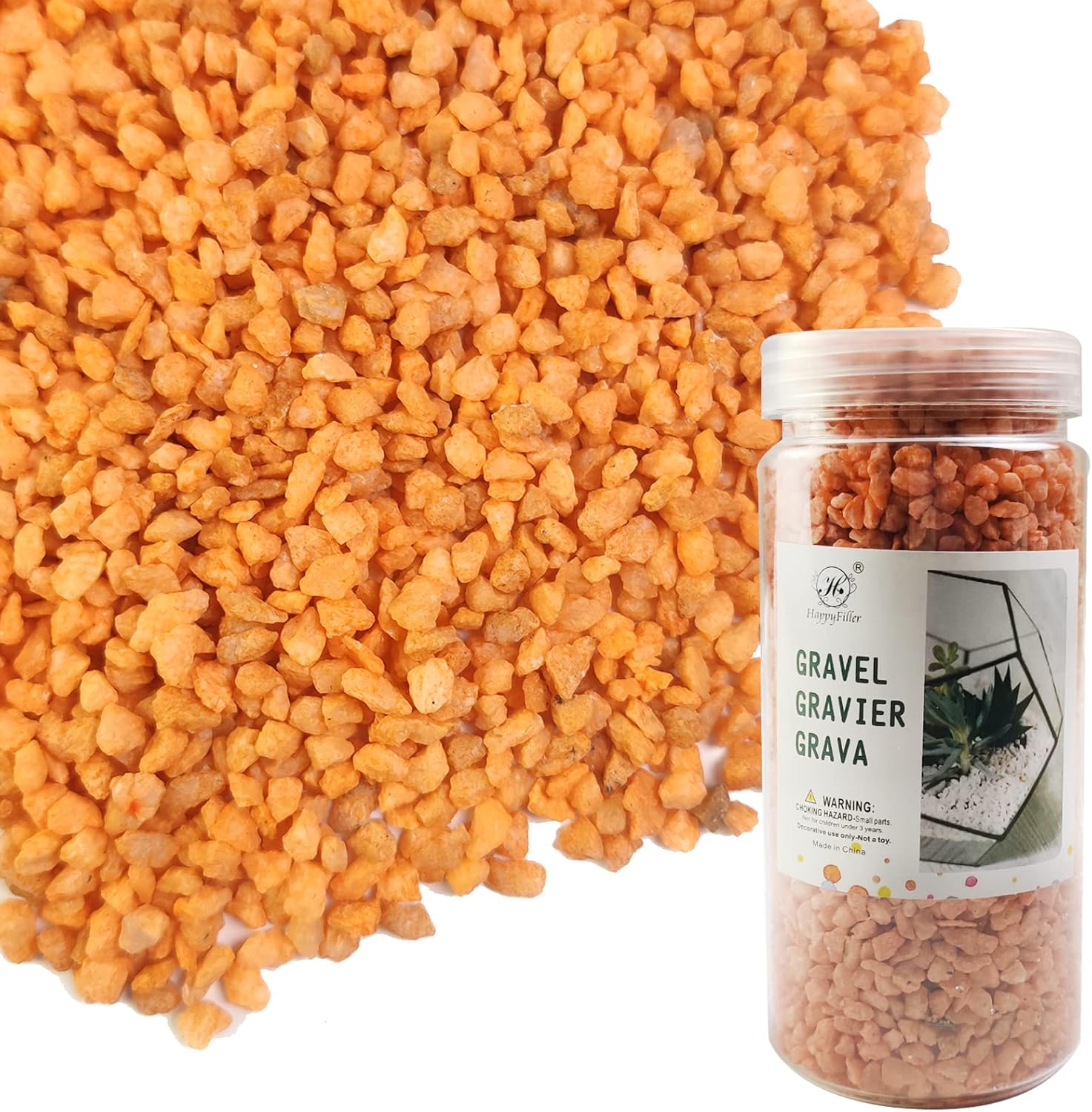 Hardscaping Materials - HappyFiller 1.6 LB Orange Gravels Decorative Terrarium Stones for Topper Dressing,Vase Fillers,Succulent Plants Soil Cover,Bonsai,Zen Garden,Fall Harvest Thanksgiving Decor