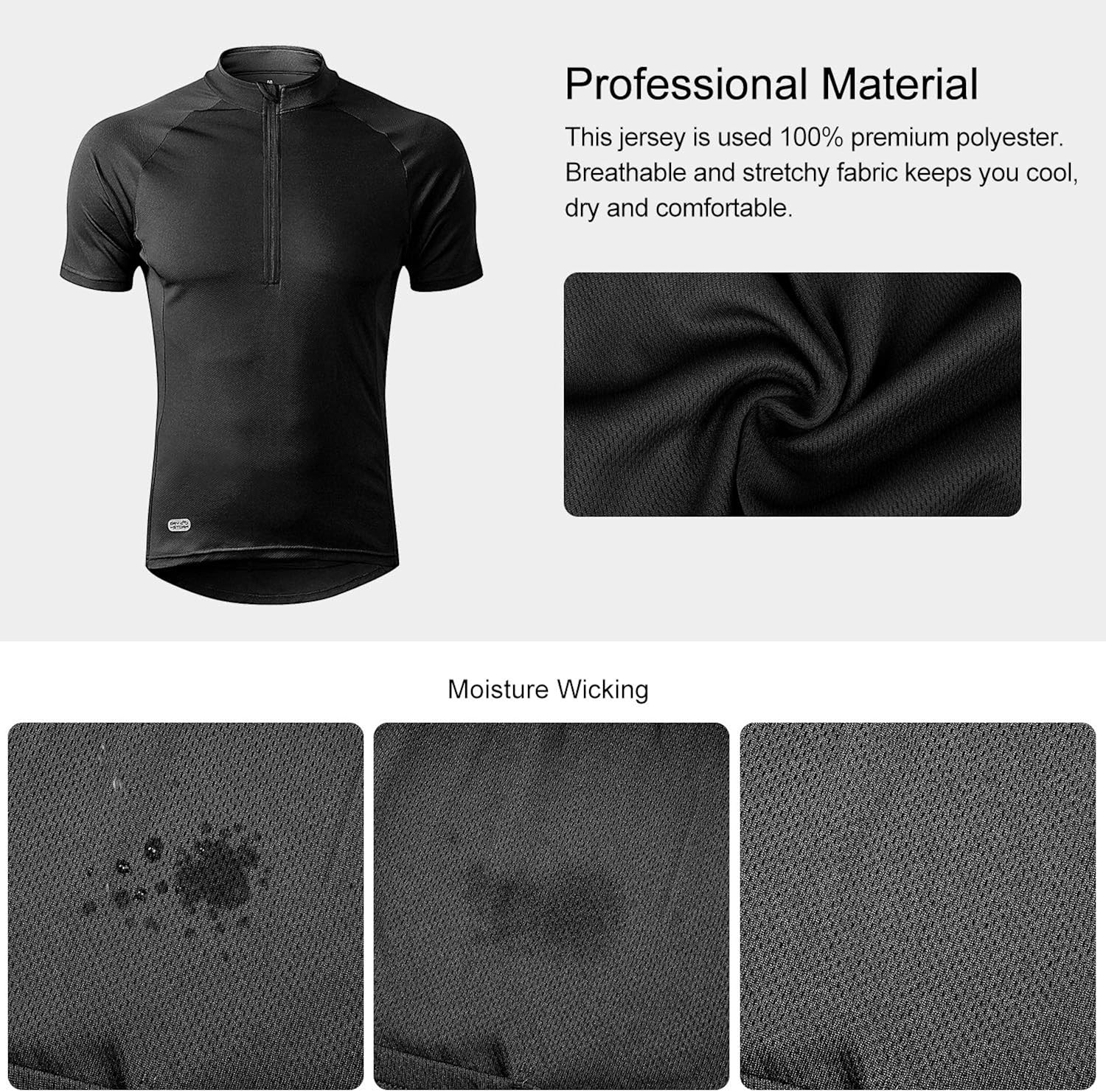 INBIKE Men's Moisture Wicking Short Sleeve Quick Dry Bike Jersey Running Tops Breathable Basic Shirts for Sports: Clothing
