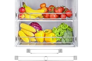 FMTYAOIU 2 Pcs RV Refrigerator Bars, Adjustable Stainless Steel RV Fridge Tension Rods 12.4-22.44" RV Refrigerator Accessories, Cabinet Tension Rods for Food and Drink Stabilizers Prevent Messy Spills