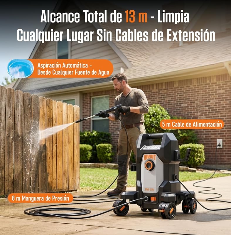 Hidrolimpiadora de Alta Presión 1800W, 170 Bares