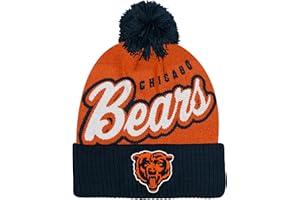 OUTERSTUFF NFL Kids Youth 8-20 Official Primary Logo Script Wordmark Cold Weather Cuffed Knit Pom Beanie Hat