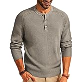 PJ PAUL JONES Men's Henley Long Sleeve Sweaters Solid Color Soft Warm Pullover Sweaters