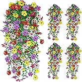 IDEVRE Artificial Hanging Flowers 4 Bundles UV Resistant Fake Flowers for Outdoor Decor Realistic Silk Flower Faux Plants for Patio Porch Garden Yard (Mixed Color)