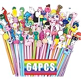 64PACK Cute Cartoon Gel Ink Pens, Kawaii Pens for Kids, Bulk Fun Pens, Random Animal Writing Pens for Birthday Present Prize 