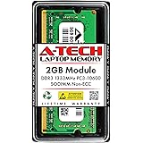 A-Tech 2GB DDR3 1333MHz SODIMM PC3-10600 204-Pin CL9 Non-ECC Unbuffered Notebook Laptop RAM Memory Upgrade Module