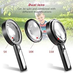 Magnifying Glass with Light, USB Rechargeable 5X