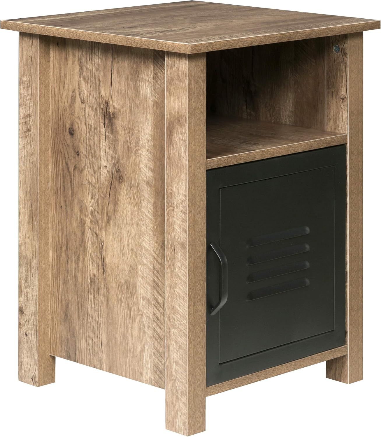 OneSpace Locker End Table, Wood Classic Oak & Black Metal Amazon.co.uk