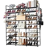 Mavivegue 10 Tiers Shoe Rack Tall Shoe Organizer Shoe Storage 55-65 Pairs Vertical Shoe Shelf Large Shoe Rack Organizer Stackable Shoe Racks for Entryway, Closet, Garage, Bedroom,Cloakroom -Black